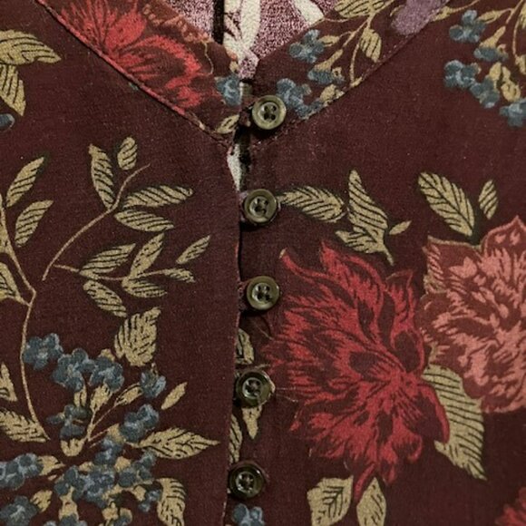 Burgundy Rayon Floral Maxi Dress - Picture 3 of 6